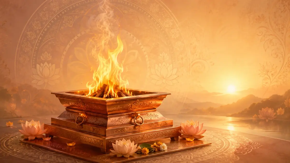 Symbolic Vedic yajna fire for Agni hymns