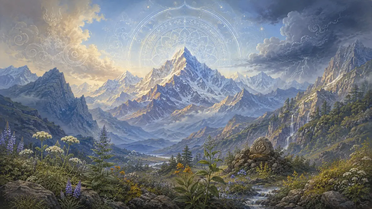 Symbolic Himalayan healing landscape for Rudra hymns